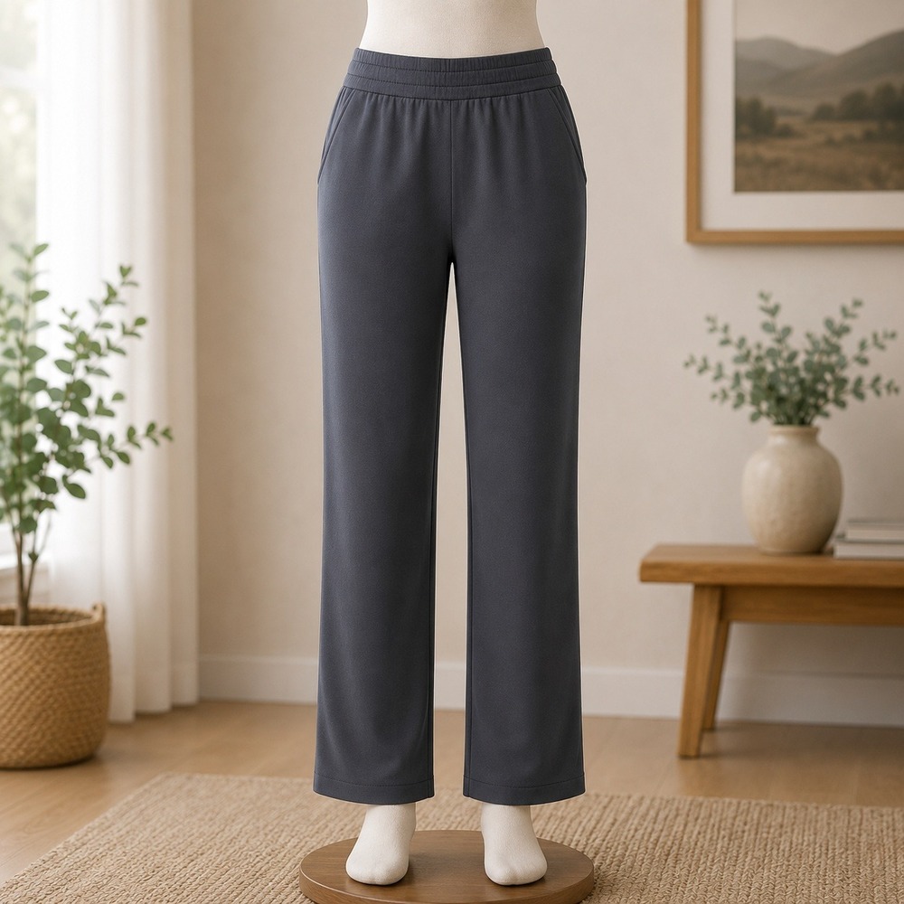 Belle by Kim Gravel Wide Leg Knit Pants Womens 5X Black Elastic Waist Pockets